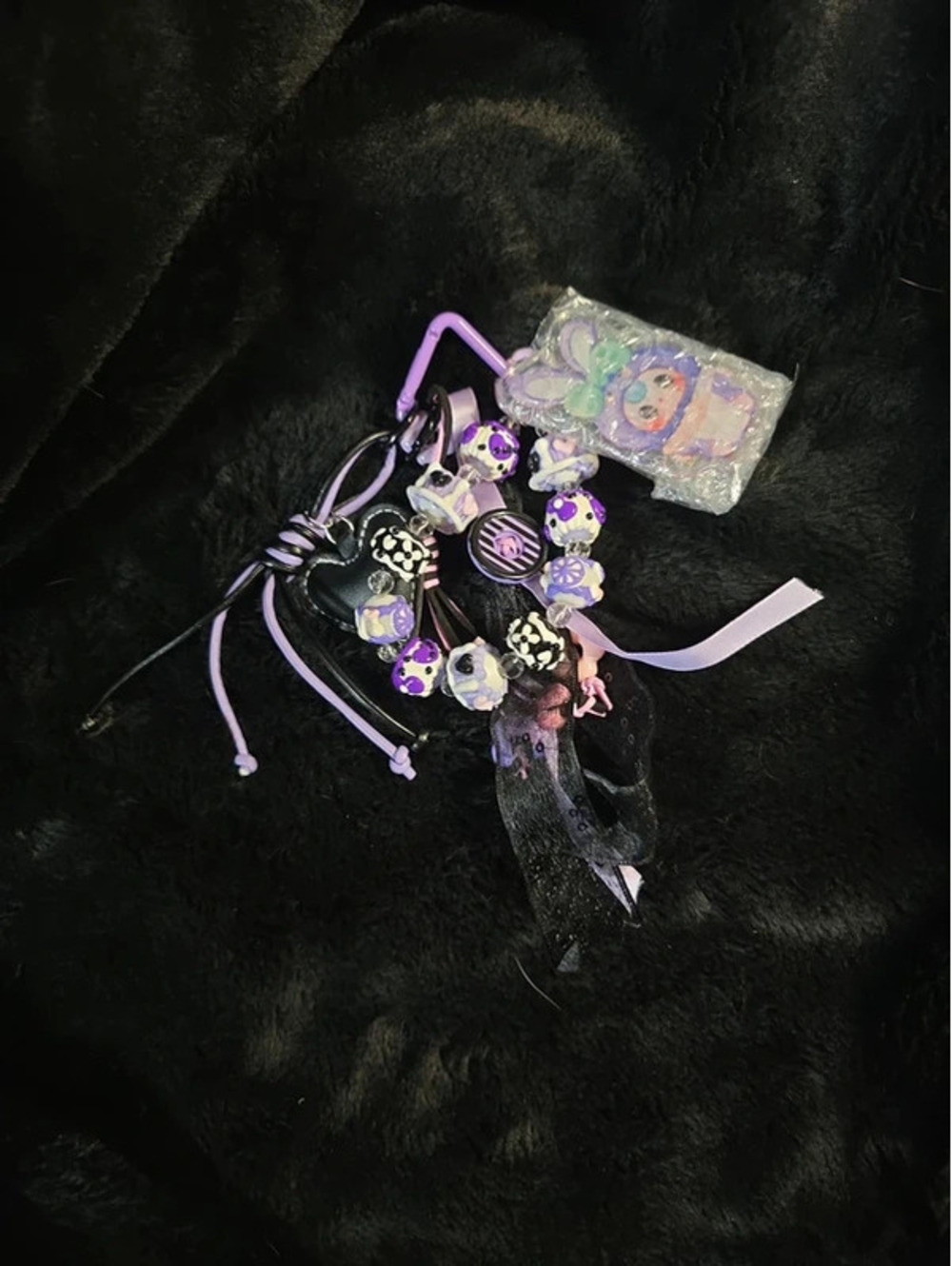 Baby Three Keyring Purple and Black